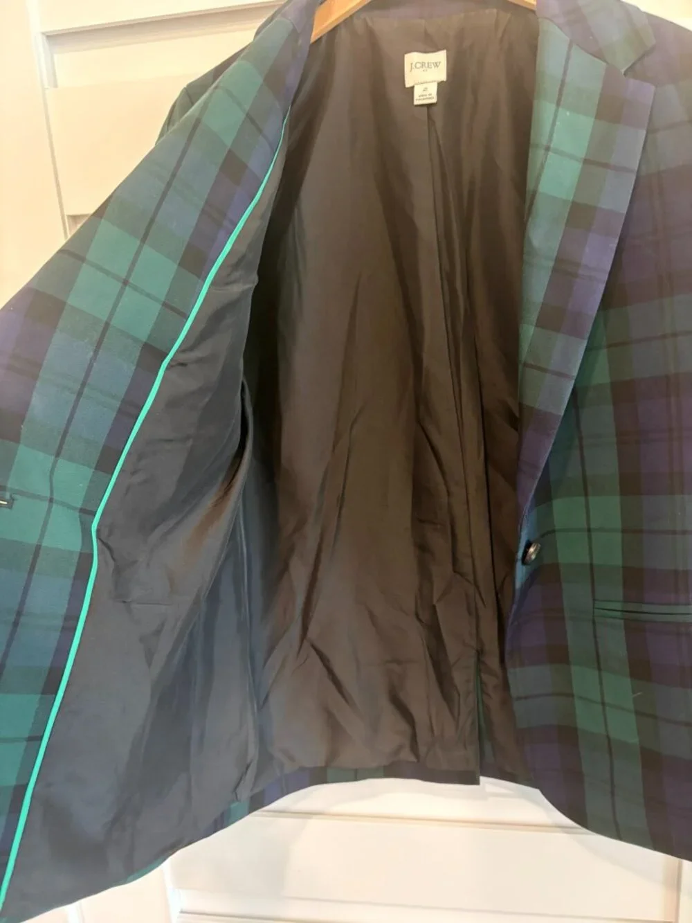 J.Crew Black Watch Tartan Plaid One Button Blazer Jacket Size 2